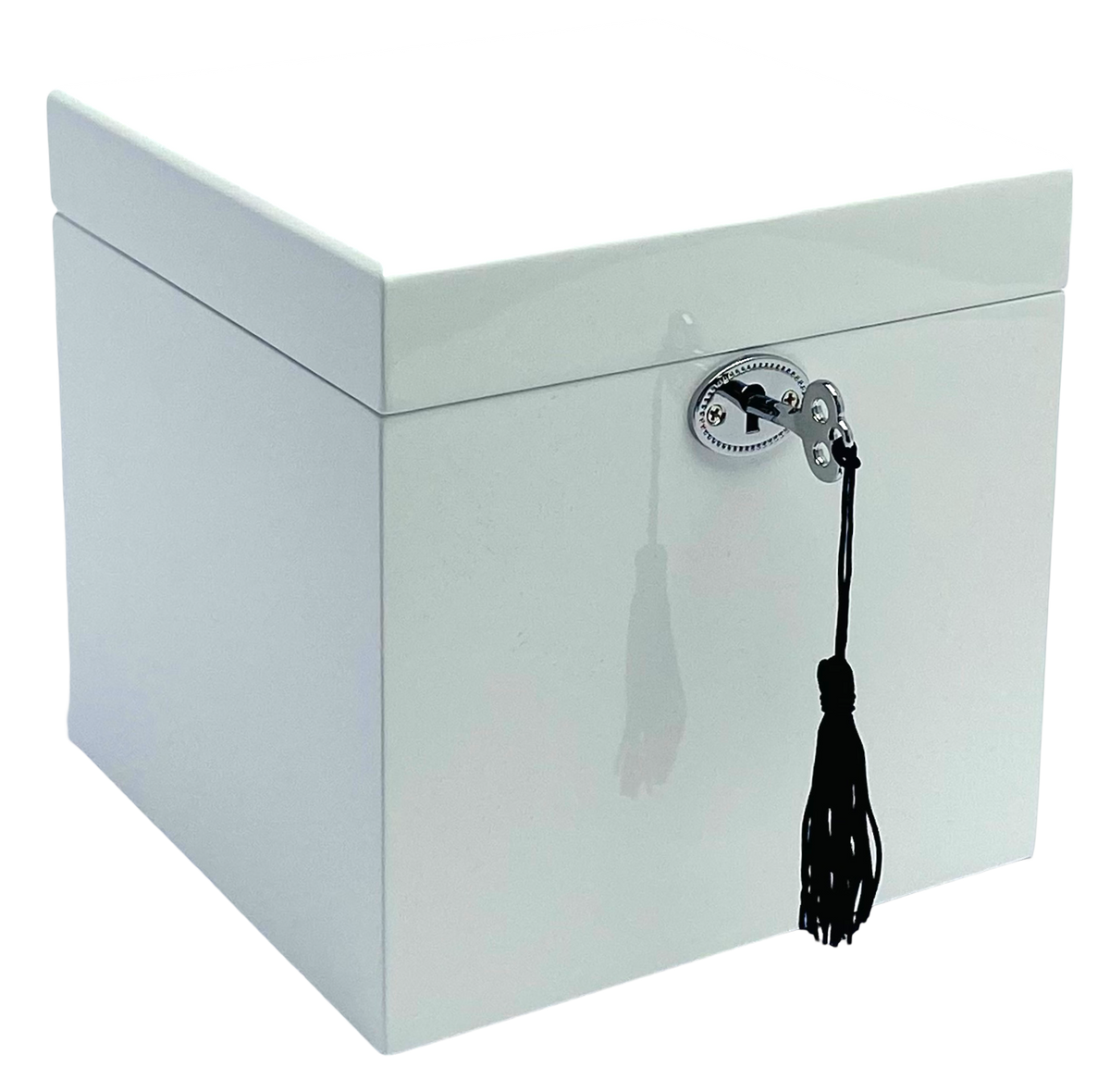 Small White High Gloss Wood Jewellery Box L16cm