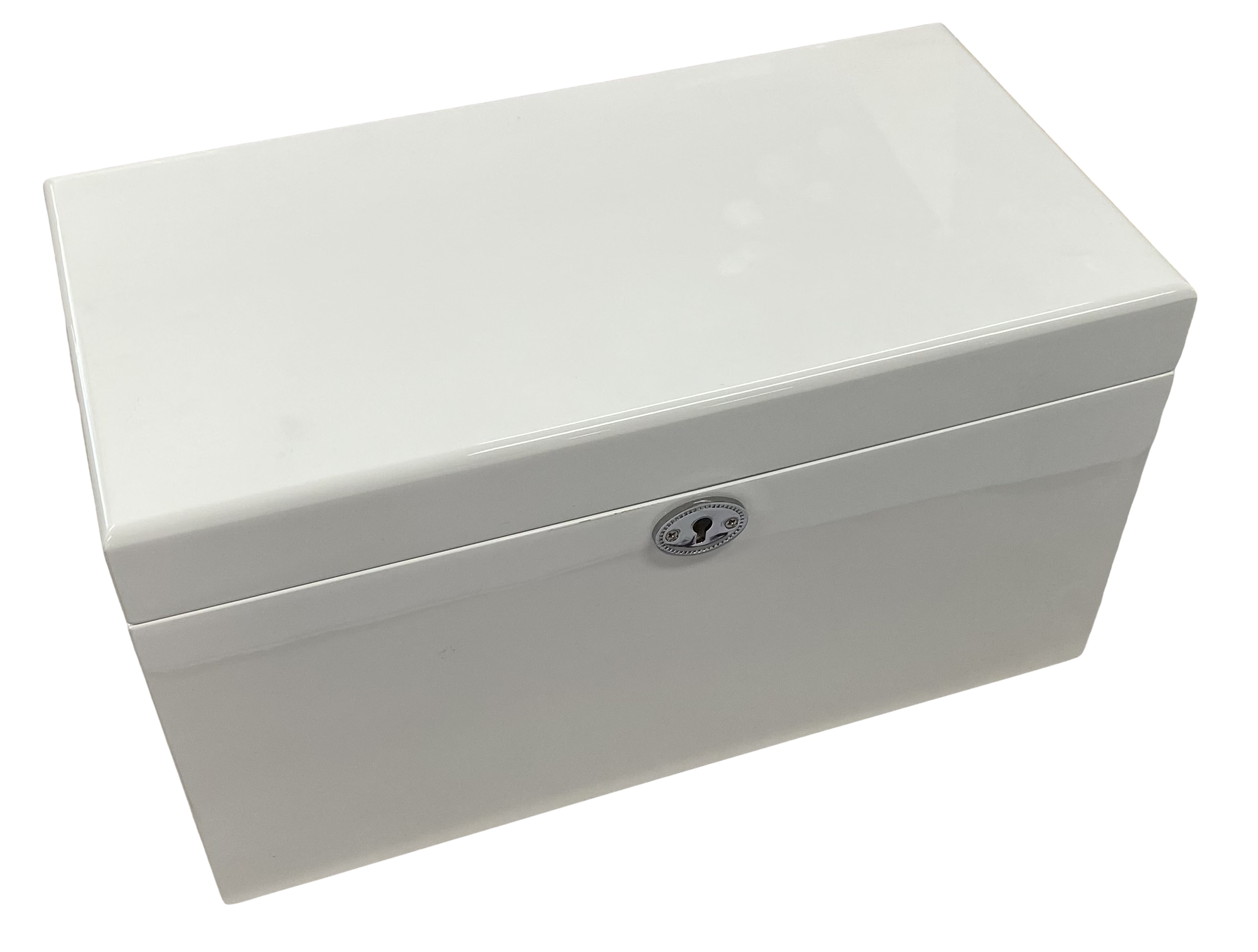 White High Gloss Wood Jewellery Box, Length 37cm