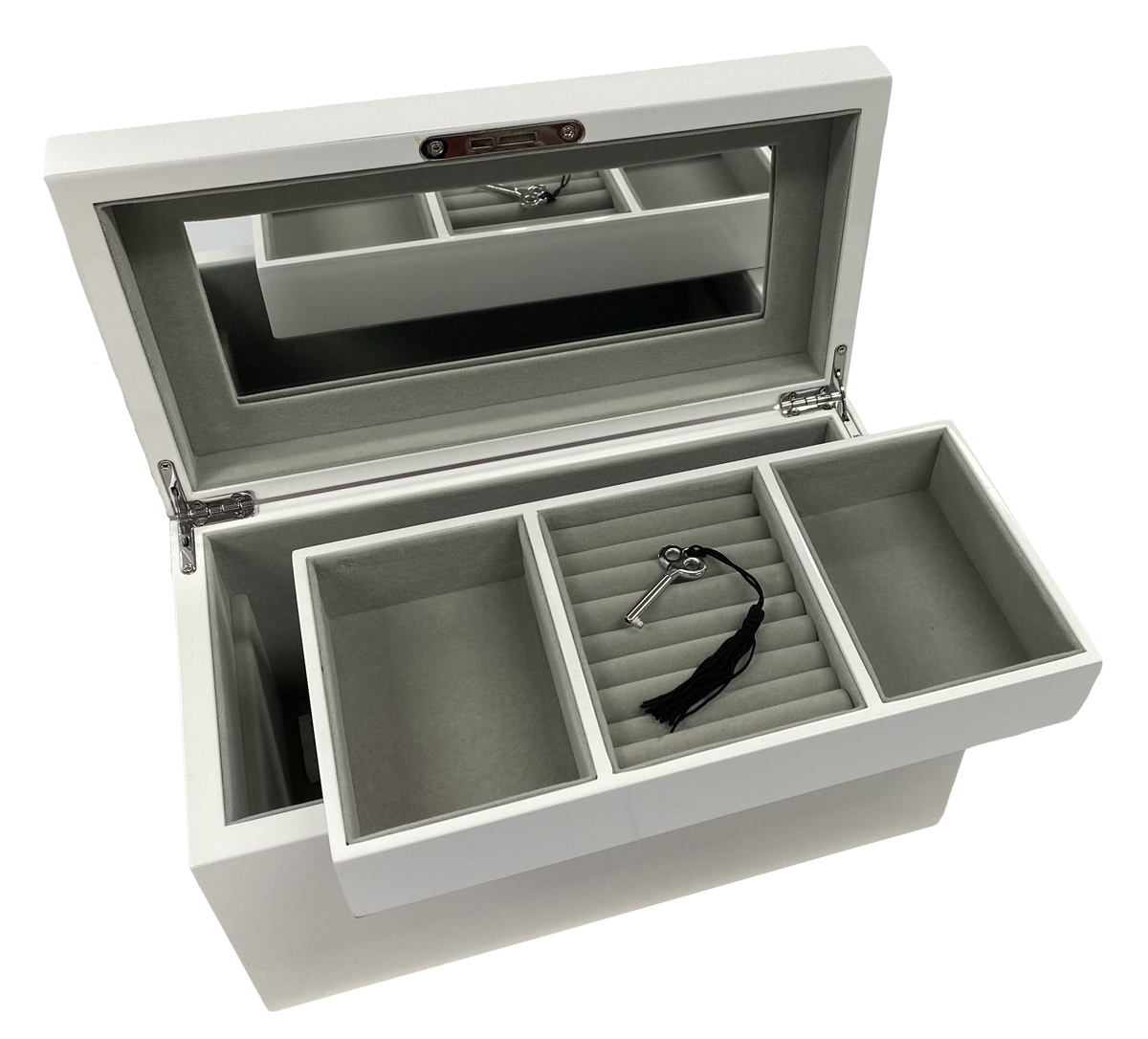 White High Gloss Wood Jewellery Box L30cm