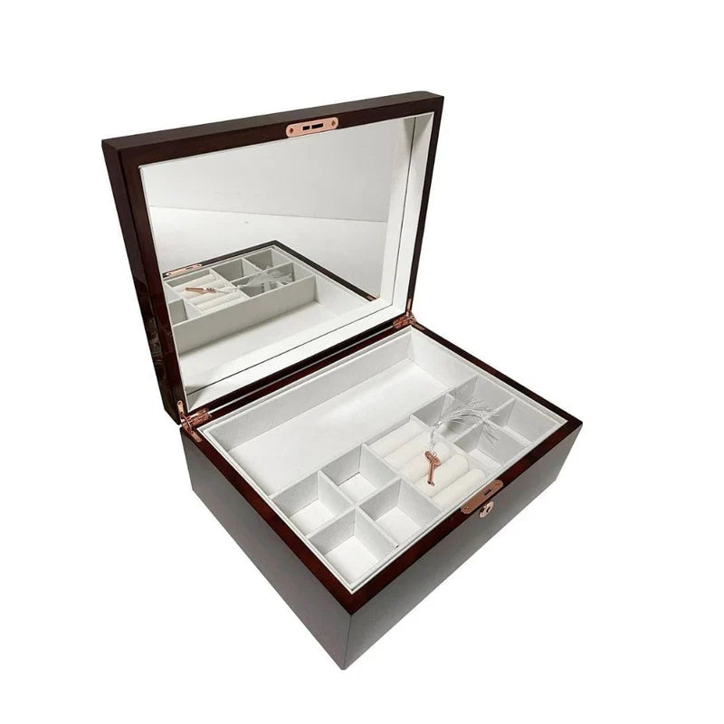 Jarrah High Gloss Wood Jewellery Box, Length 35cm