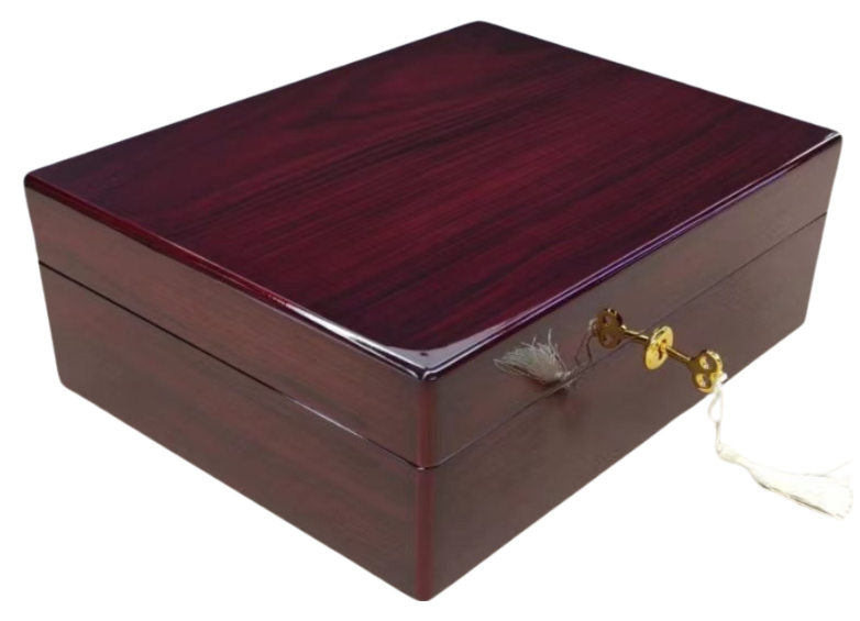 Rosewood Piano Finish Timber Jewellery Box with Liftout Tray L31cm