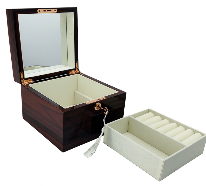 Small Jarrah High Gloss Wood Jewellery Box L19cm