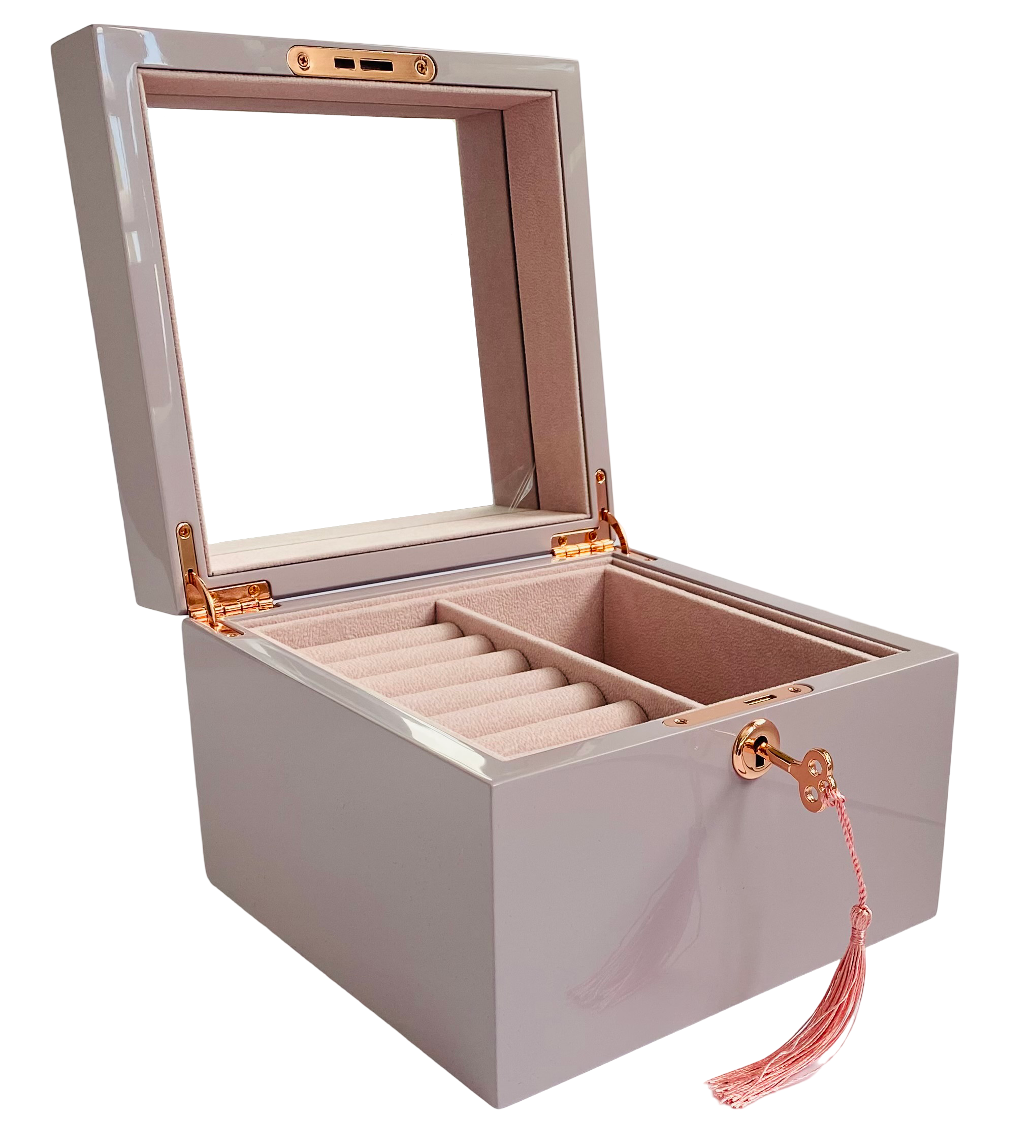 Small Lilac High Gloss Wood Jewellery Box L19cm