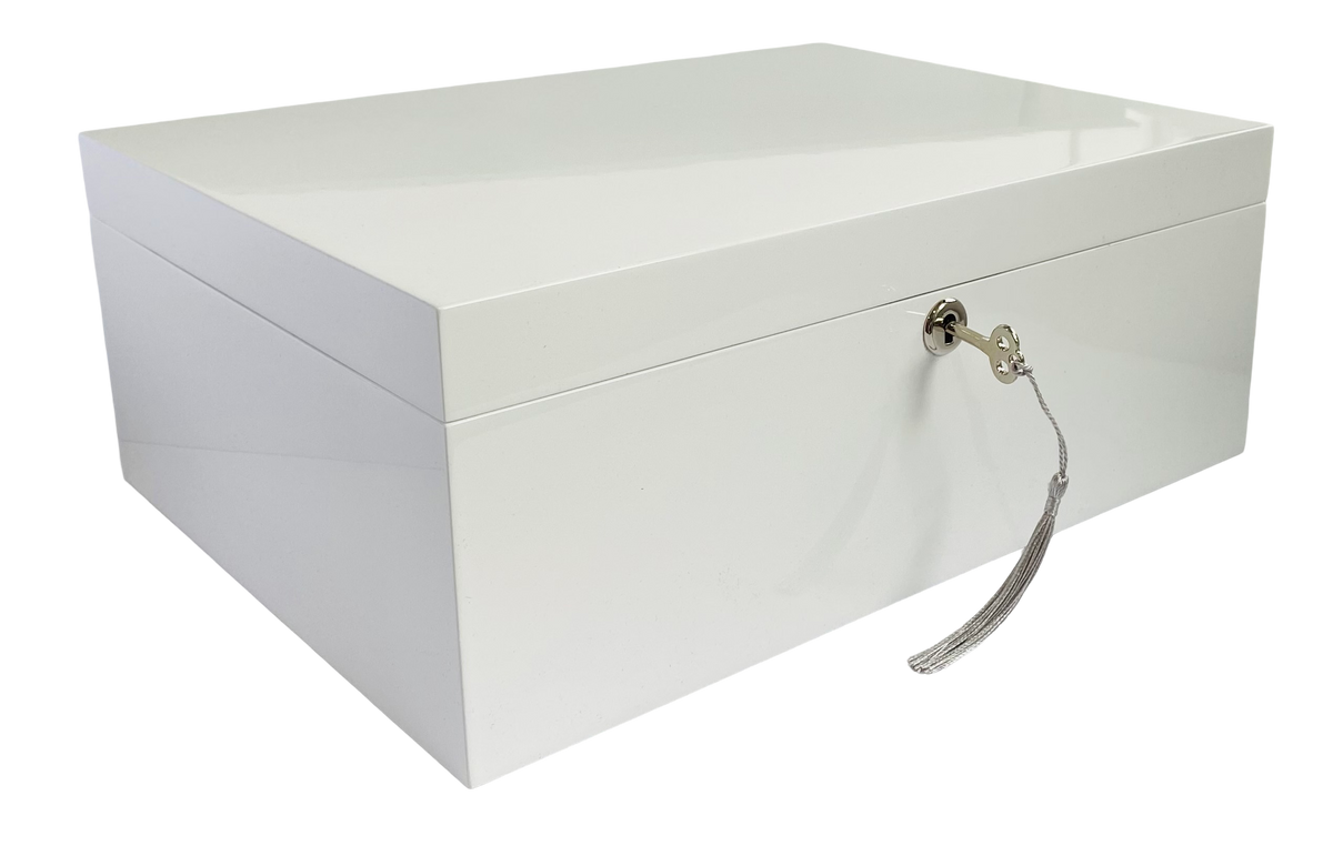 White High Gloss Wood Jewellery Box L35cm