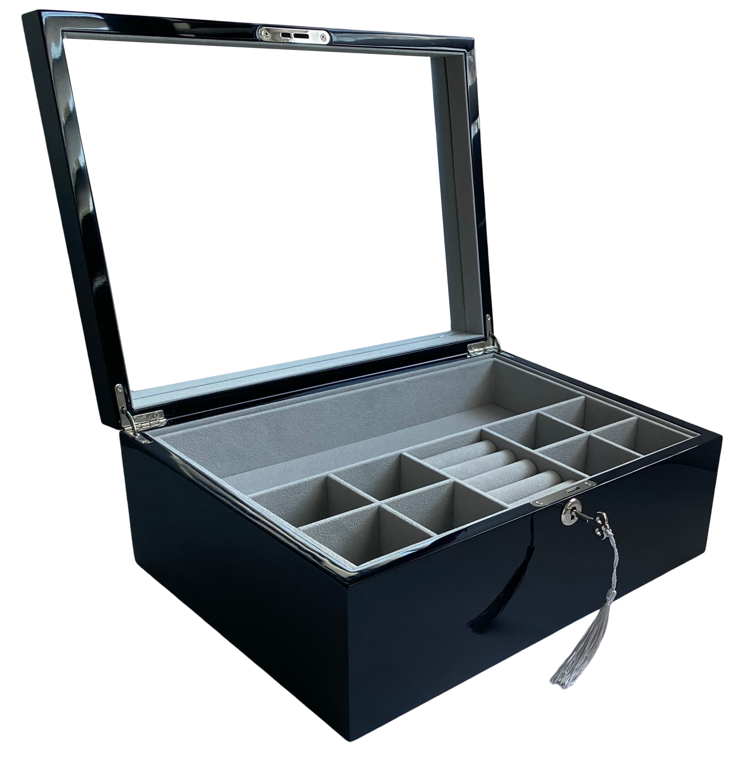 Black High Gloss Wood Jewellery Box L35cm