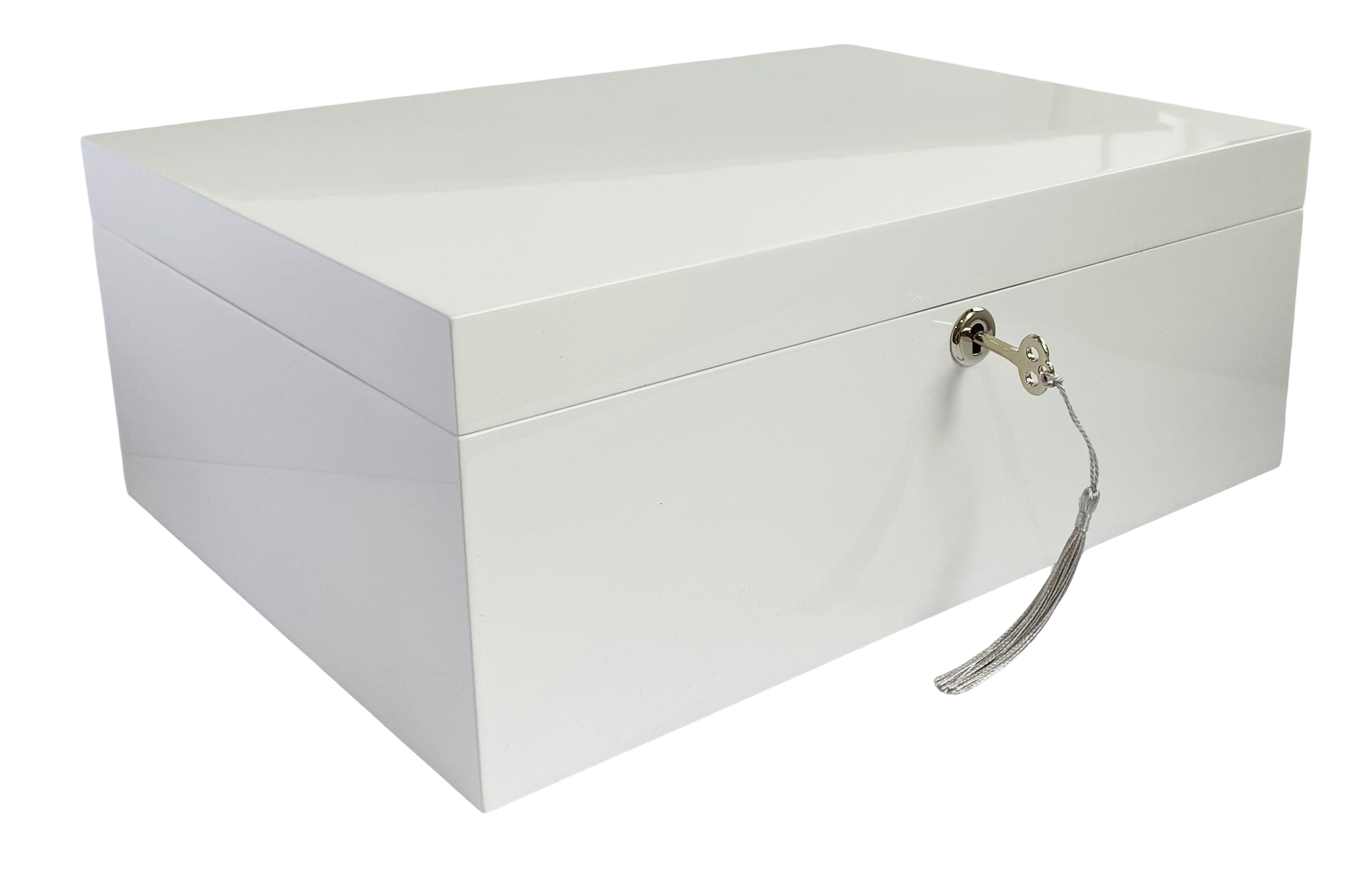 White High Gloss Wood Jewellery Box L35cm