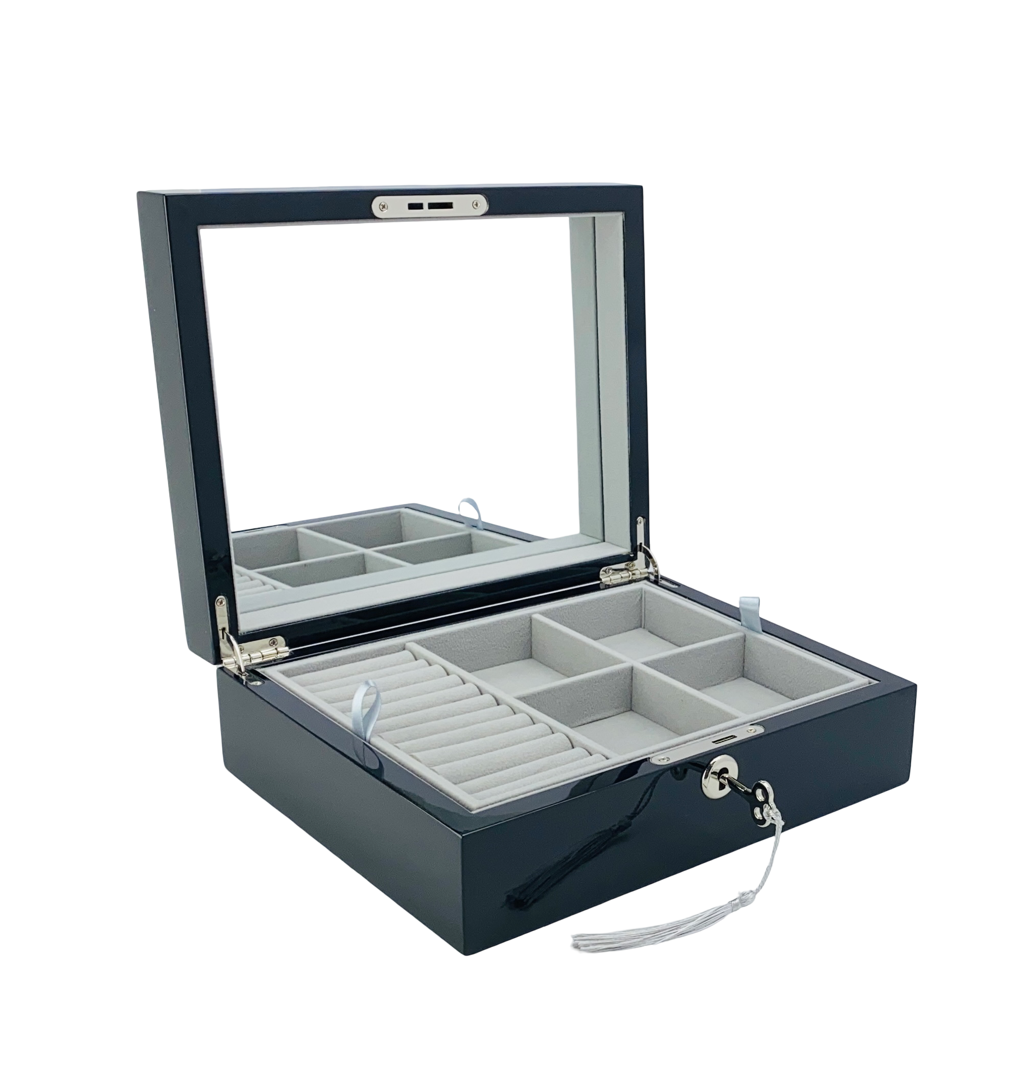 Black High Gloss Wood Jewellery Box L24cm