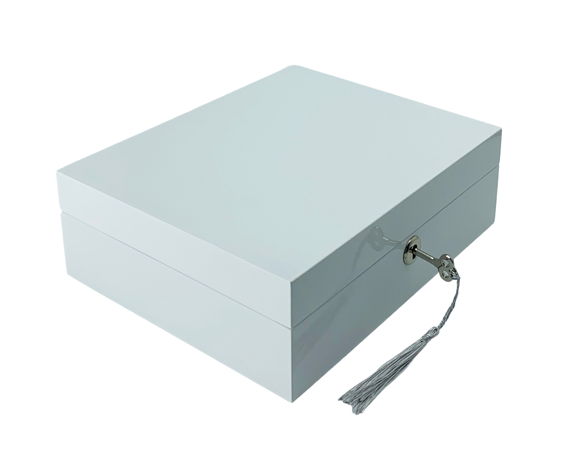 White High Gloss Wood Jewellery Box L24cm