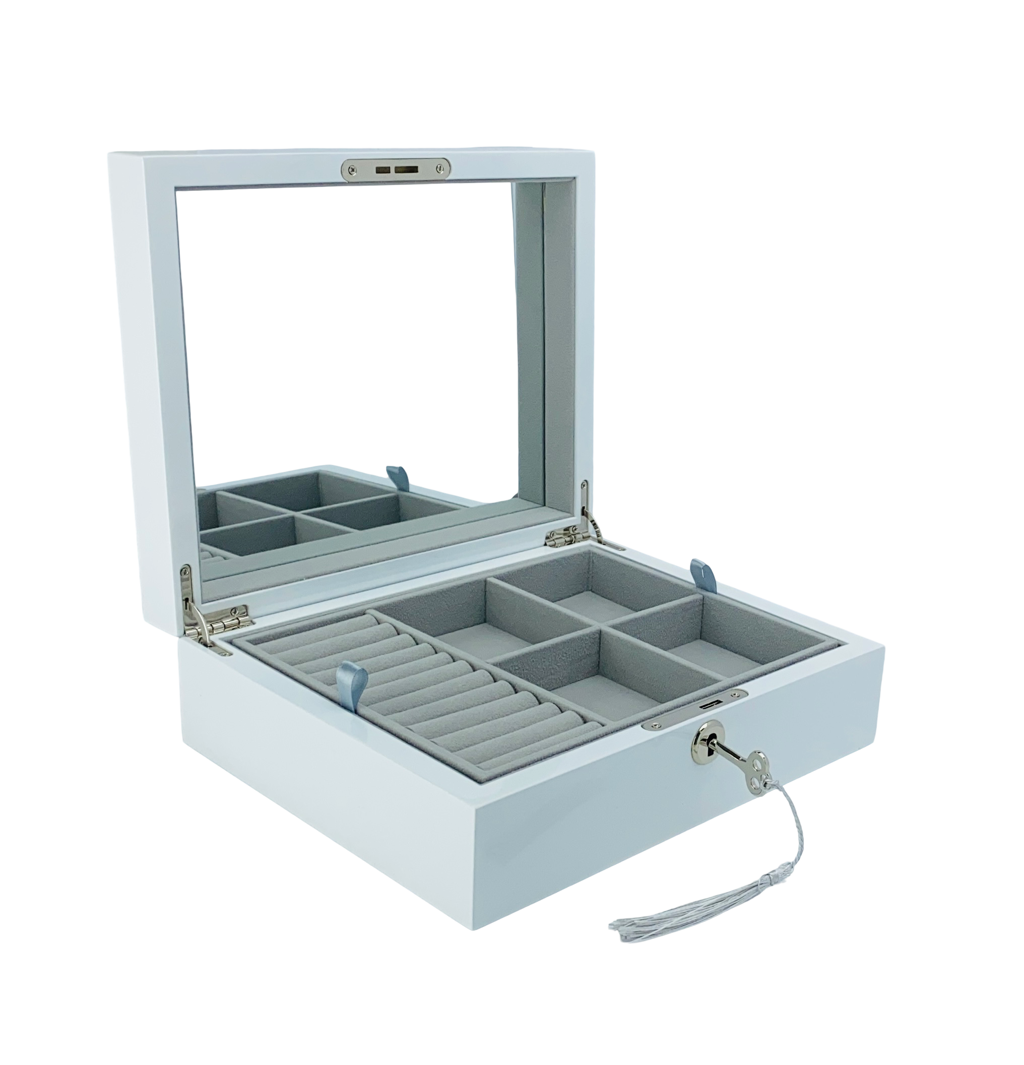 White High Gloss Wood Jewellery Box L24cm