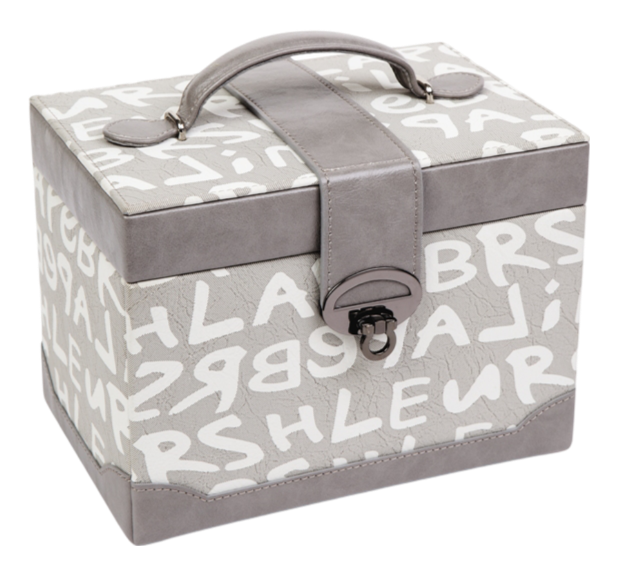 Large Letter Pattern Faux Leather Travel Jewellery Box L21cm