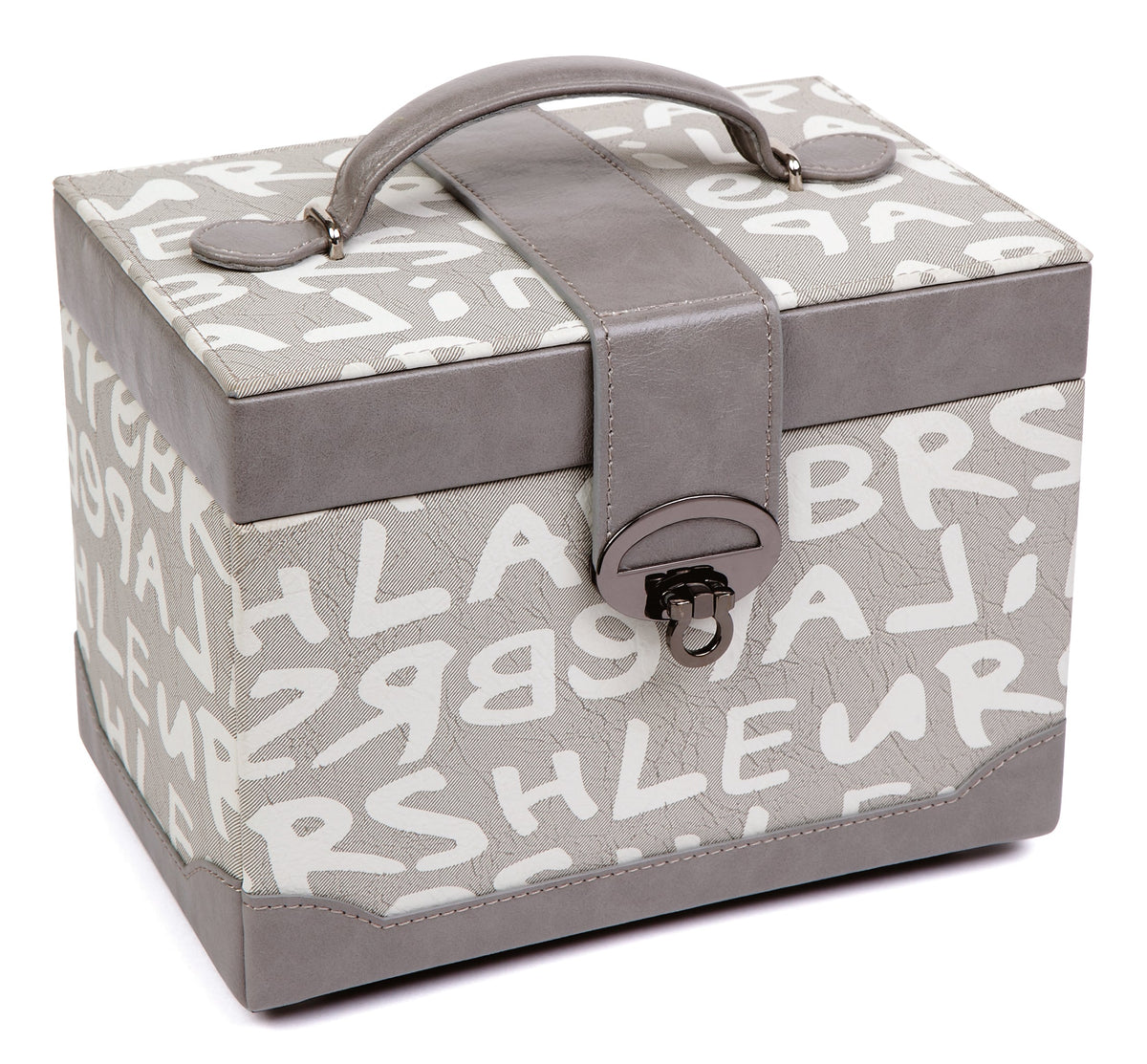 Large Letter Pattern Faux Leather Travel Jewellery Box L21cm