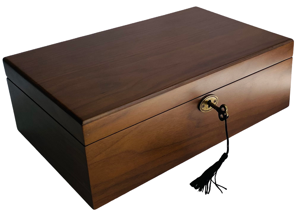 European Walnut Matte Finish Jewellery Box with Liftout Tray – 30cm