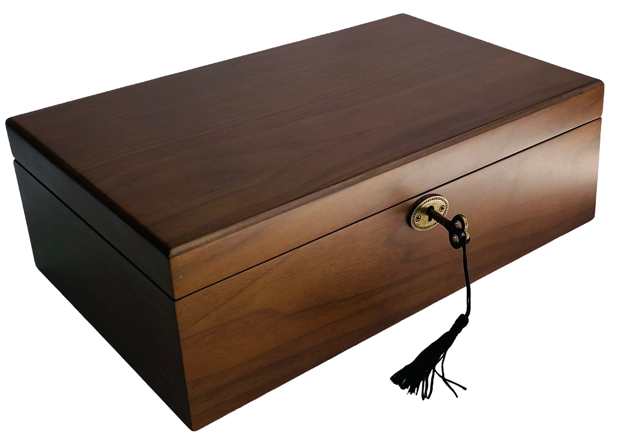 European Walnut Matte Finish Wood Jewellery Box L30cm