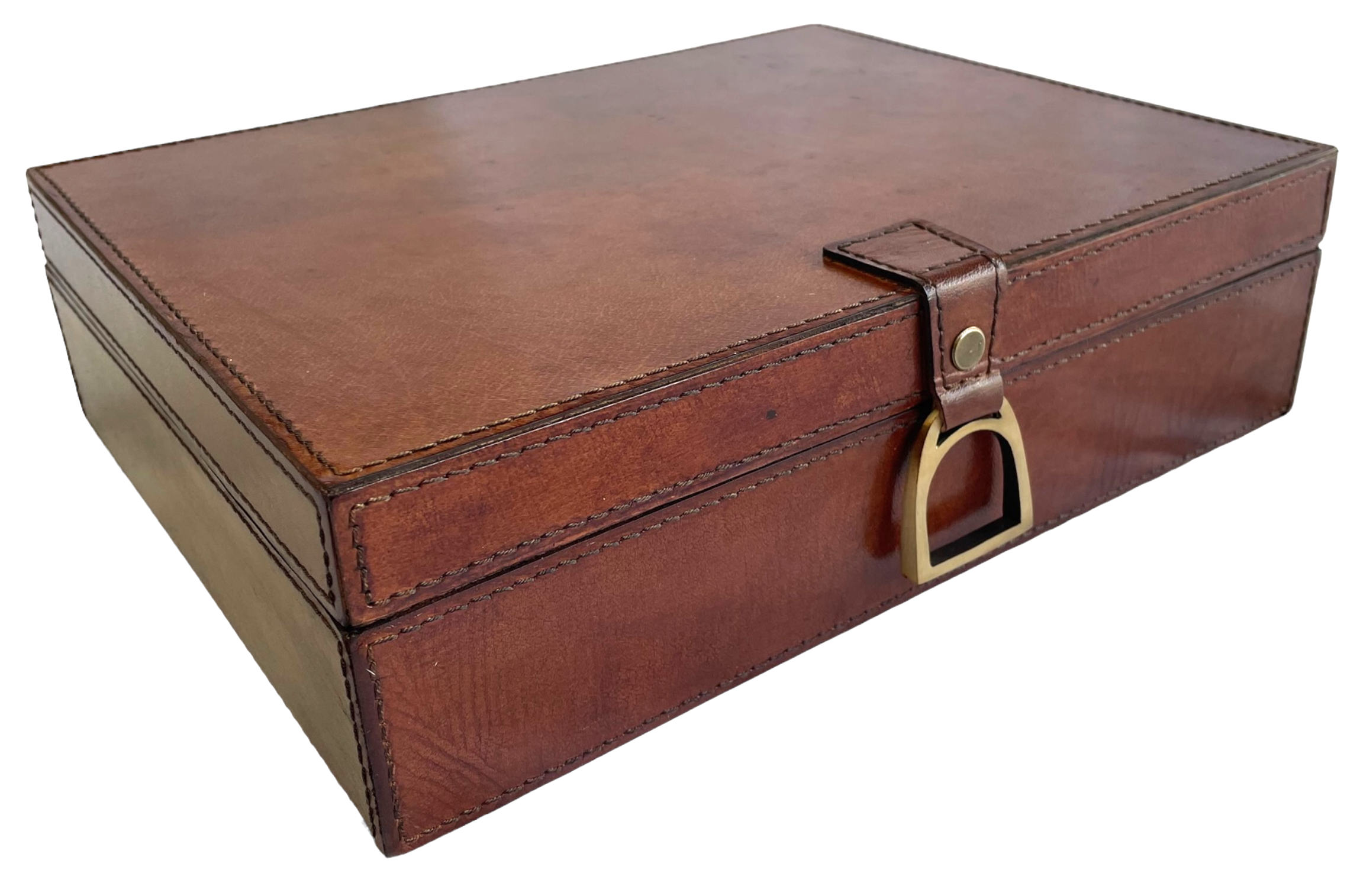 Tan Buffalo Leather Jewellery Box, Length 28cm