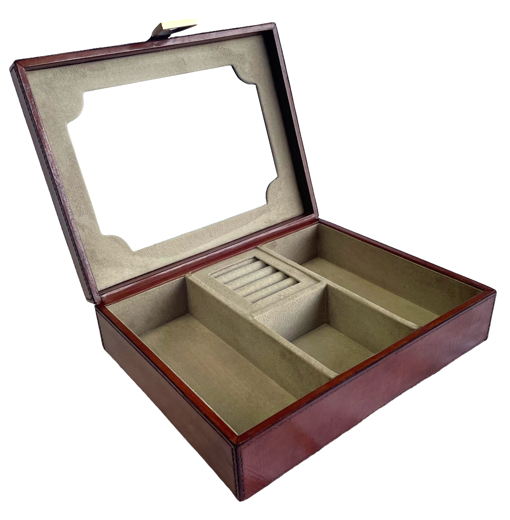 Tan Buffalo Leather Jewellery Box, Stirrup Clasp L28cm