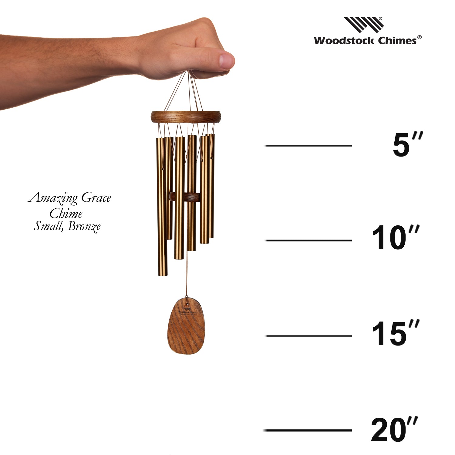 Woodstock Amazing Grace Chime - Small Bronze size guide