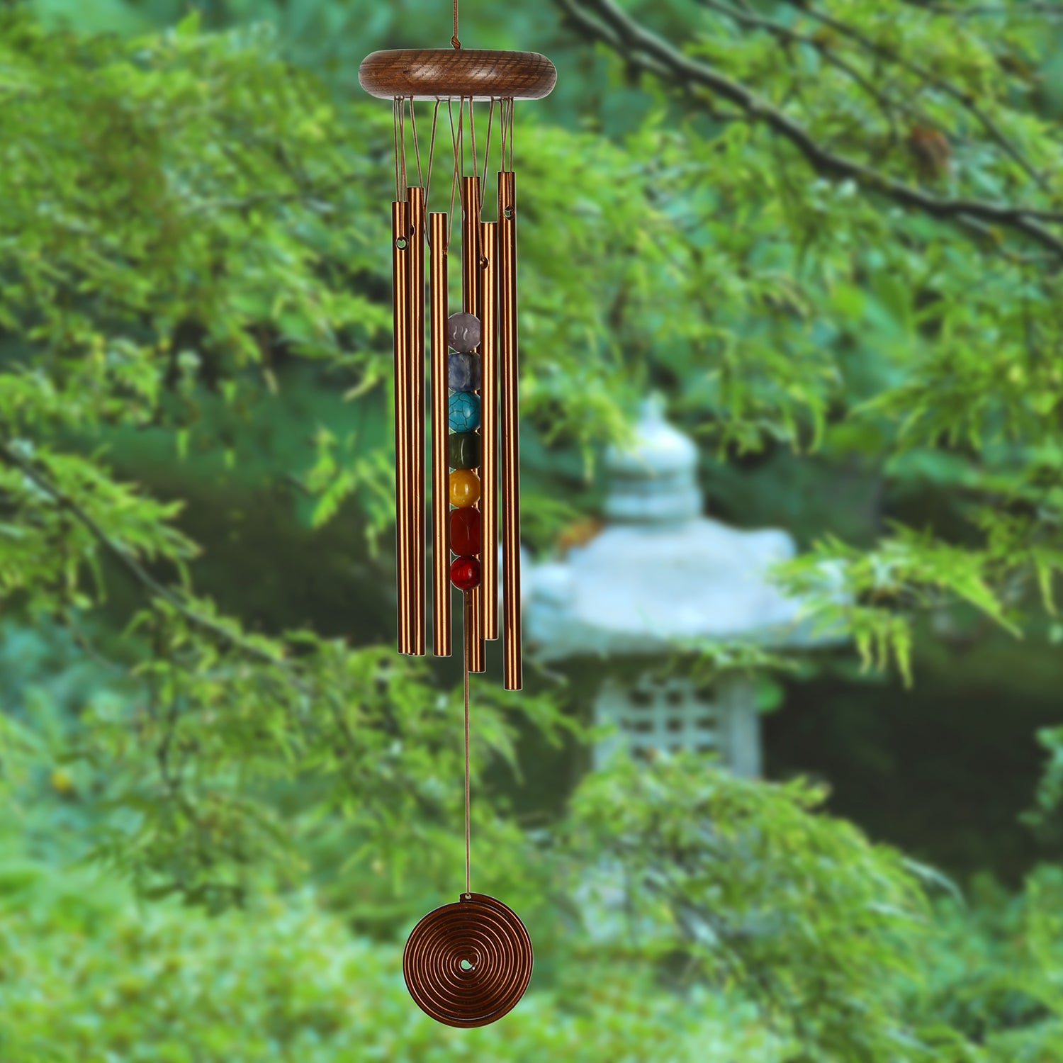 Woodstock Chakra Seven Stones Chime - Bronze lifestyle image