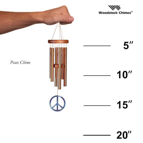 Woodstock Peace Chime Small Bronze size guide