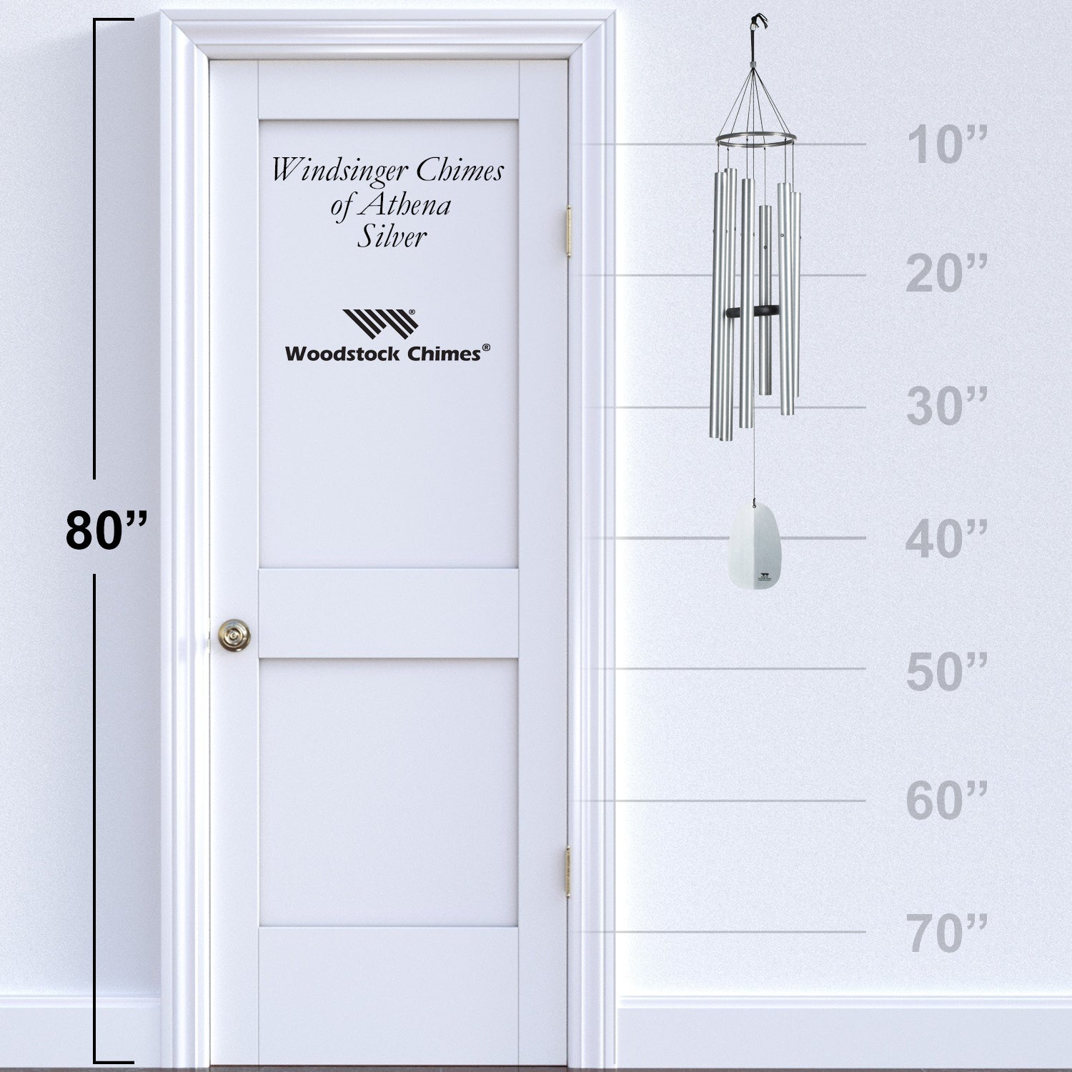 Woodstock Windsinger Chime Athena Silver size guide